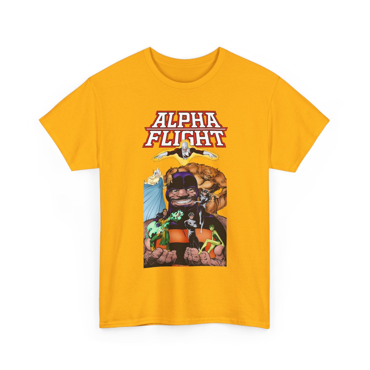 Alpha Flight T-Shirt - John Byrne Art - Guardian, Aurora, Northstar, Shaman, Snowbird, Puck - Marvel Comics