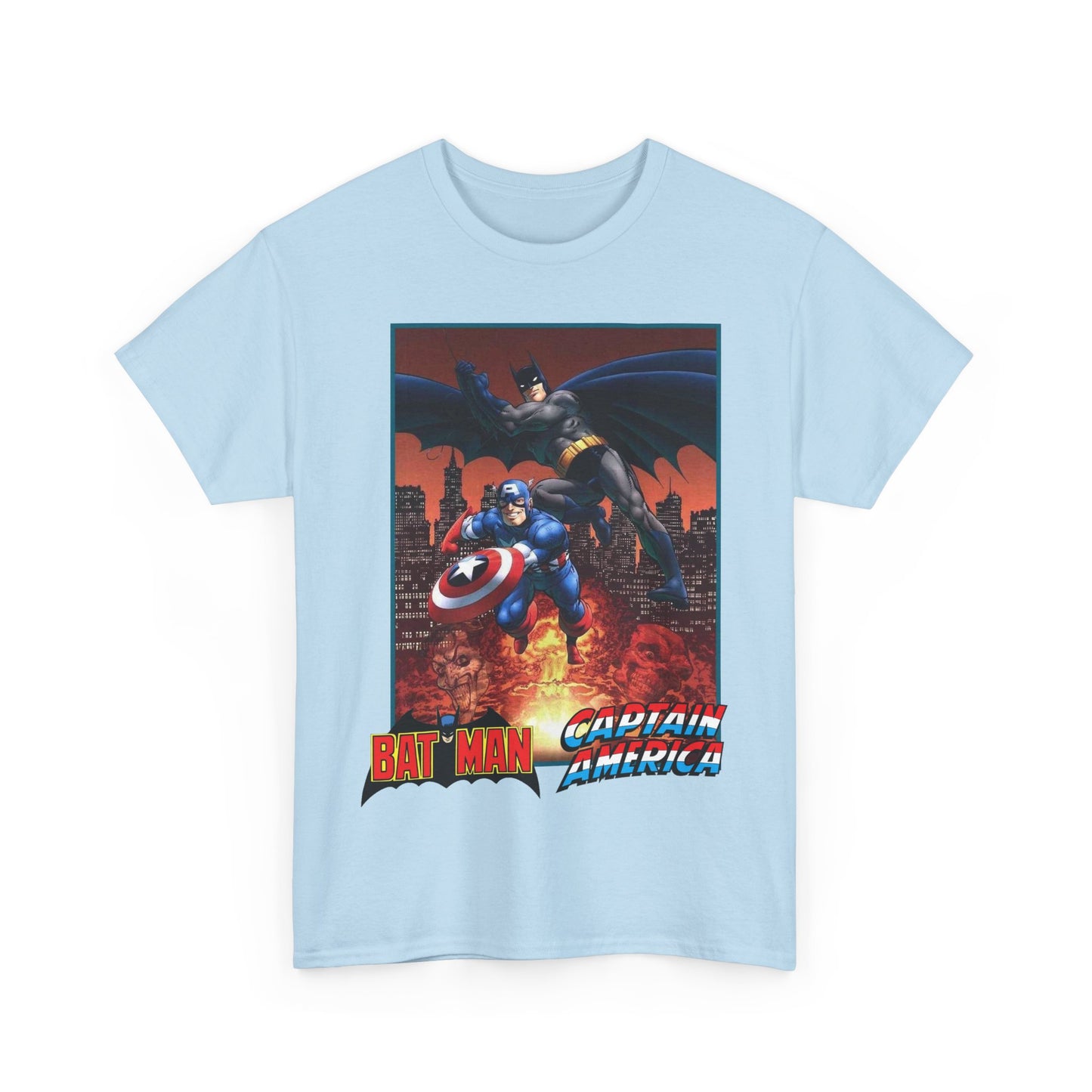 Batman & Captain America T-Shirt - John Byrne Art - Joker & Red Skull - Marvel & DC Comics Crossover Art
