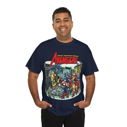 Classic Avengers T-Shirt - George Perez Art - Captain America, Hawkeye, Iron Man, Vision, Scarlet Witch, Quicksilver, Jarvis - Marvel Comics