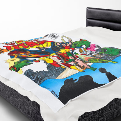 New Teen Titans Velveteen Plush Blanket 60x80" - George Perez Art - DC Comics - Robin, Wonder Girl, Cyborg, Raven, Starfire