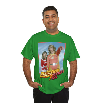 Electra Woman & Dyna Girl T-Shirt - Popular Krofft Supershow Characters from the 1970s - Deidre Hall & Judy Strangis
