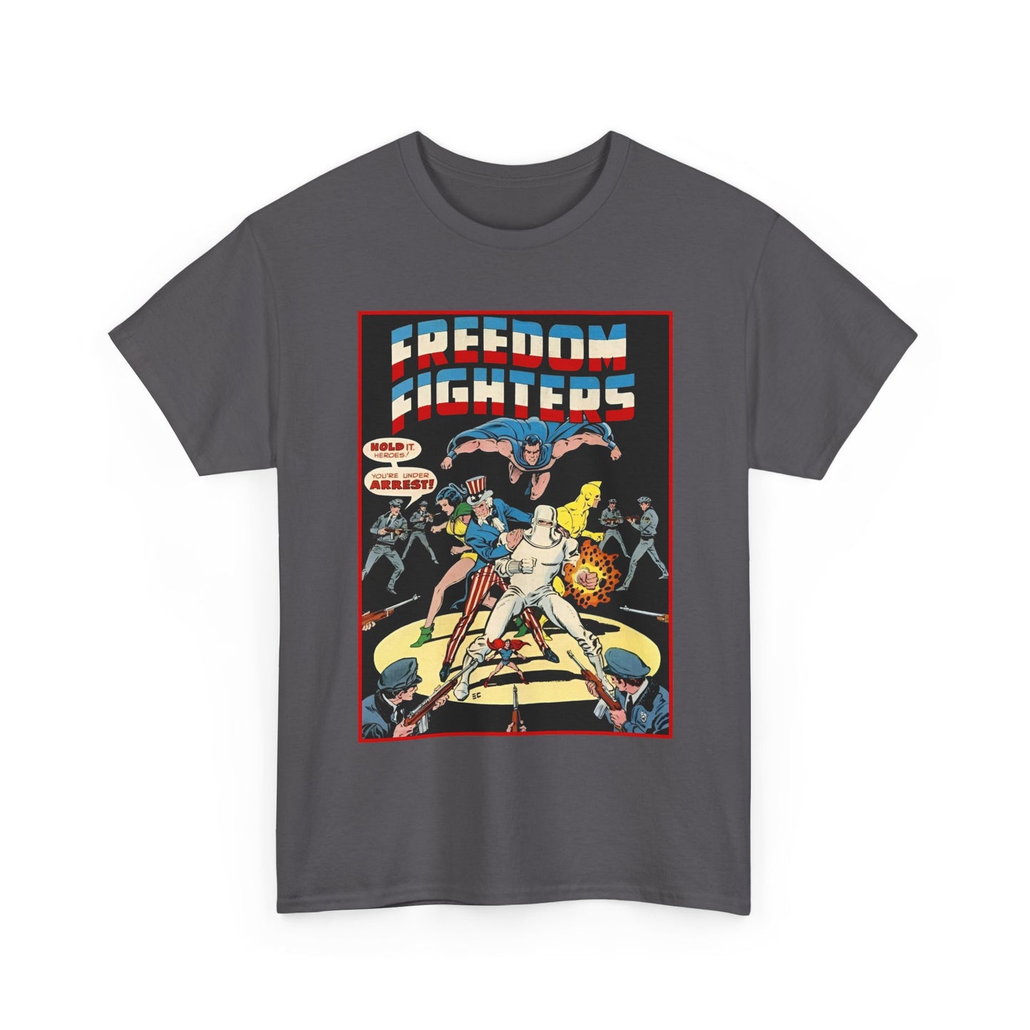 Freedom Fighters T-Shirt - 70s Series - Uncle Sam, The Ray, Phantom Lady, Doll Man, Black Condor, Human Bomb - DC Comics
