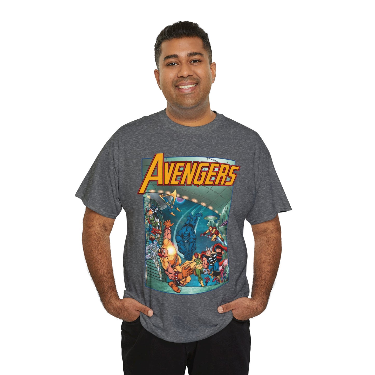 Avengers Vs Guardians of the Galaxy T-Shirt - George Perez Art - Tomorrow's Avengers - Thor, Captain America, Iron Man, Scarlet Witch, Vision, Wonder Man - Marvel Comics