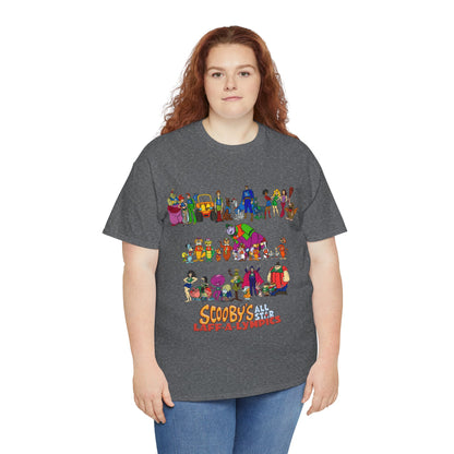 Scooby's All-Star Laff-A-Lympics T-Shirt - Hanna-Barbera Cartoon - Speed Buggy, Yogi Bear, Grape Ape, Scooby Dum, Shaggy, Wally Gator