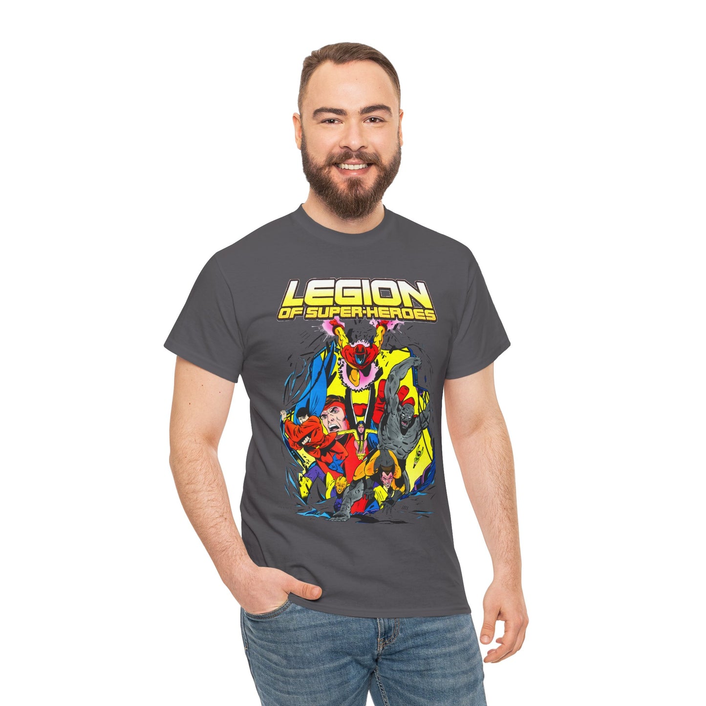 Legion of Super-Heroes T-Shirt - Mon-El, Colossal Kid, Wildfire, Dawnstar, Blok, Timber Wolf - LOSH - DC Comics