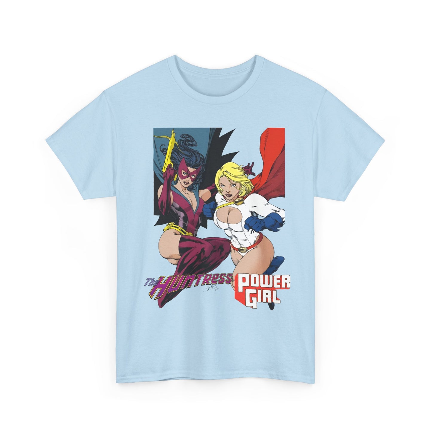 Huntress & Power Girl T-Shirt - Ed Benes Art - Justice Society, JSA, Earth 2 - DC Comics Bronze Age, Pre-Crisis Heroes