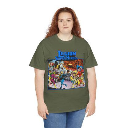 Legion of Super-Heroes T-Shirt - Steve Lightle Art - Mon-El, Saturn Girl, Brainiac 5, Sun Boy, Lightning Lad, Dawnstar, Timber Wolf - LOSH - DC Comics