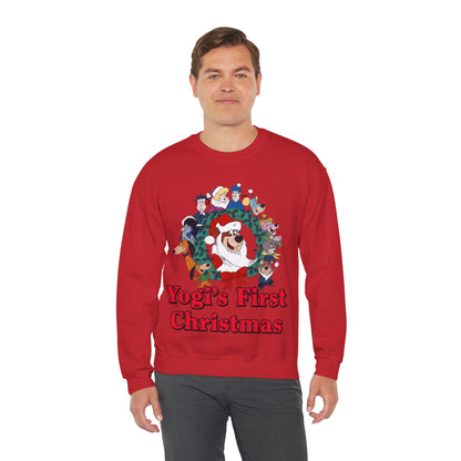 Yogi's First Christmas Crewneck Sweatshirt - Hanna-Barbera TV Holiday Special - Snagglepuss, Huckleberry Hound, Ranger Smith