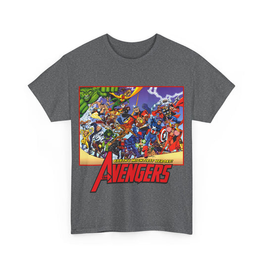 Avengers T-Shirt - George Perez Art - Marvel Comics - Captain America, Iron Man, Thor, She-Hulk, Hawkeye, Vision, Quicksilver - Classic Cover