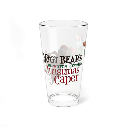 Yogi Bear's All-Star Comedy Christmas Caper Pint Glass, 16oz - Quick Draw McGraw, Huckleberry Hound, Boo Boo - Festive Holiday Barware