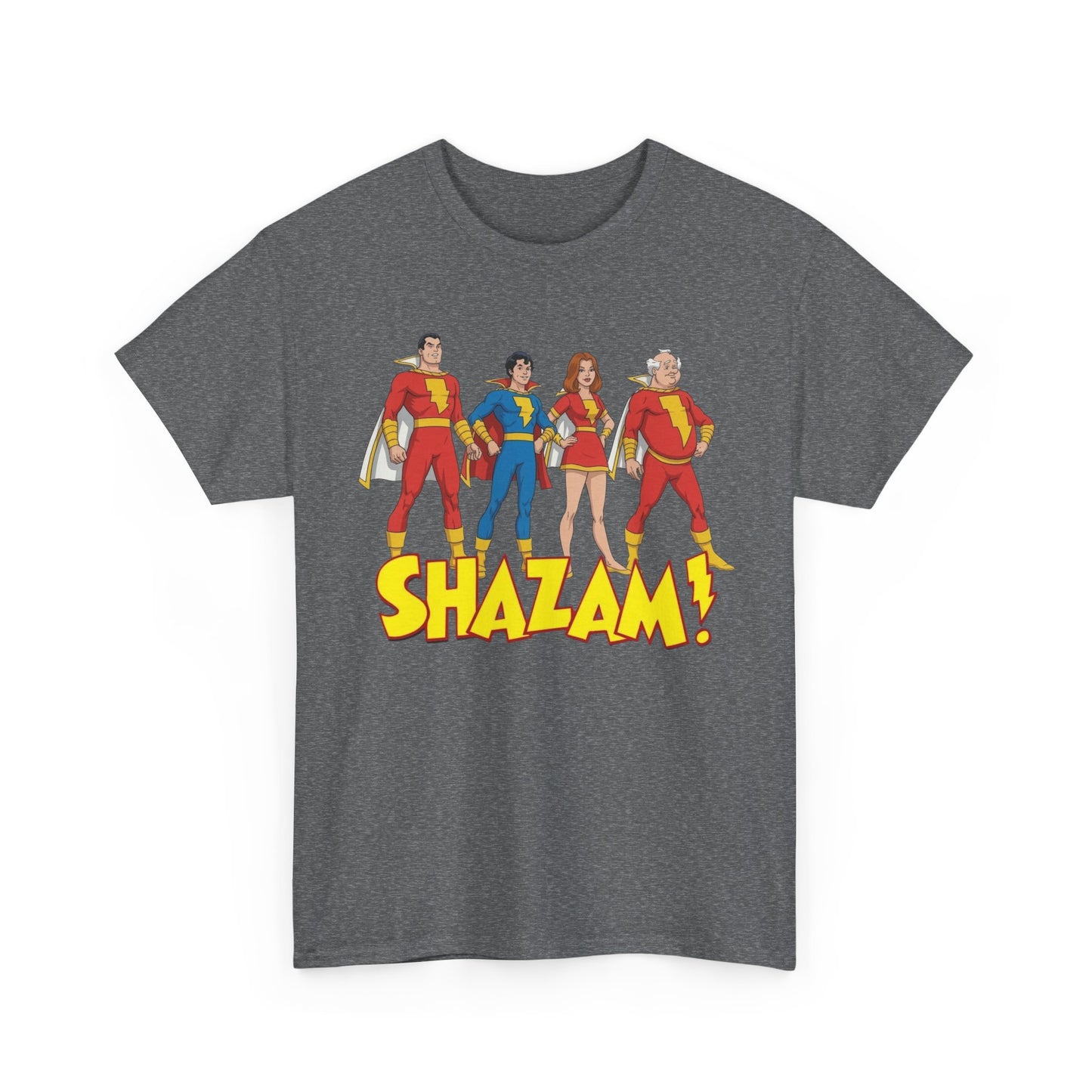 Shazam T-Shirt - Marvel Family Filmation Art - Mary Marvel, Captain Marvel Jr, Uncle Dudley - DC Comics