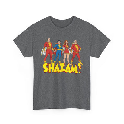 Shazam T-Shirt - Marvel Family Filmation Art - Mary Marvel, Captain Marvel Jr, Uncle Dudley - DC Comics