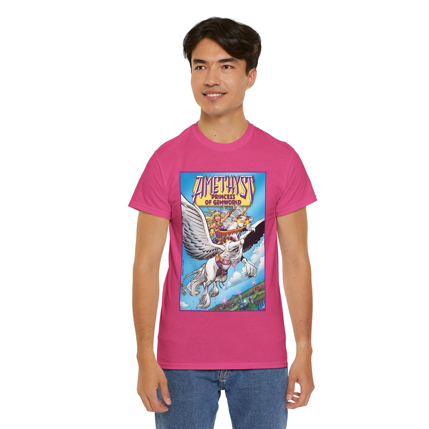 Amethyst Princess of Gemworld T-Shirt - George Perez Art - Riding Her Pegasus - DC Comics