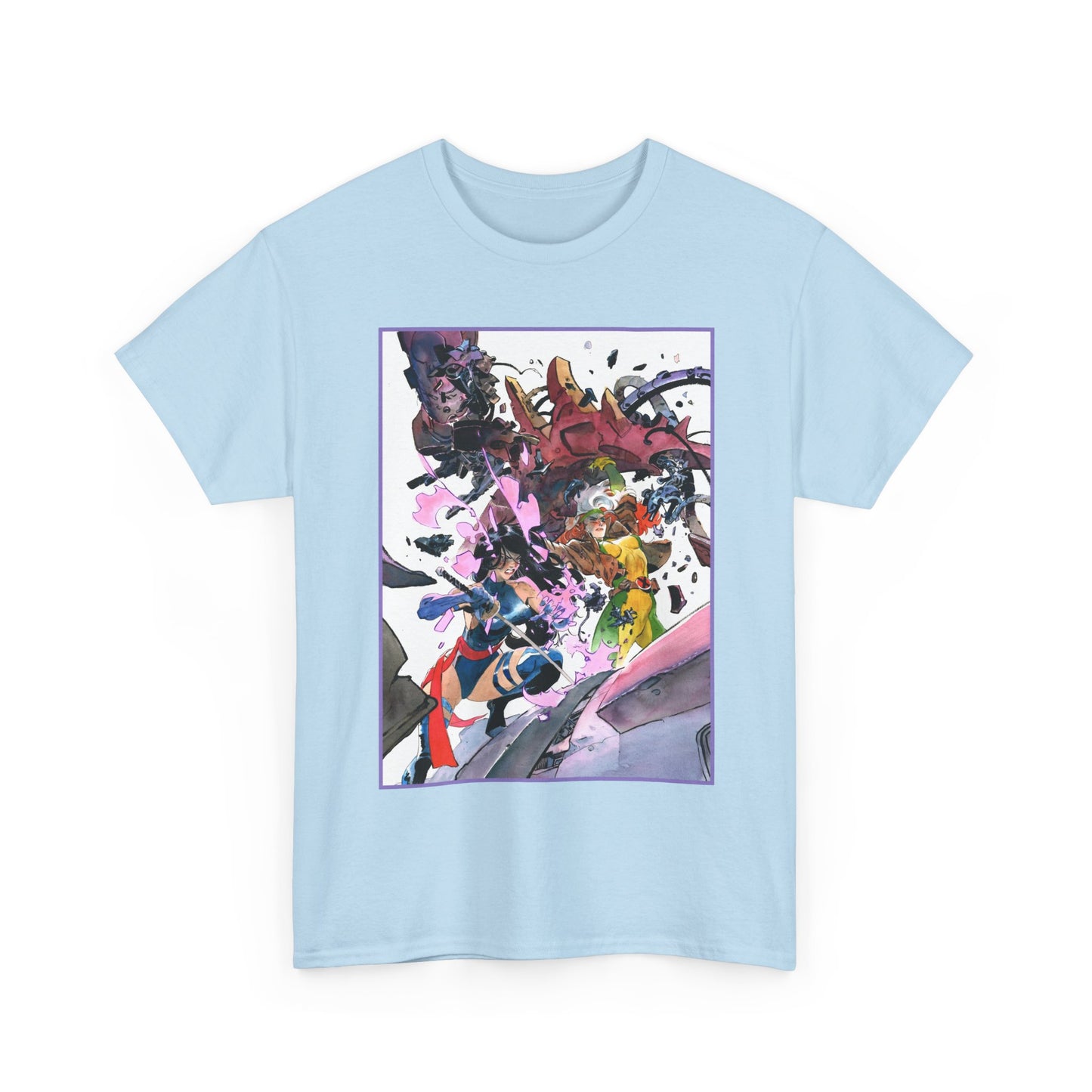 Rogue & Psylocke T-Shirt - Ripping Apart a Sentinel - X-Men Mutants - Marvel Comics