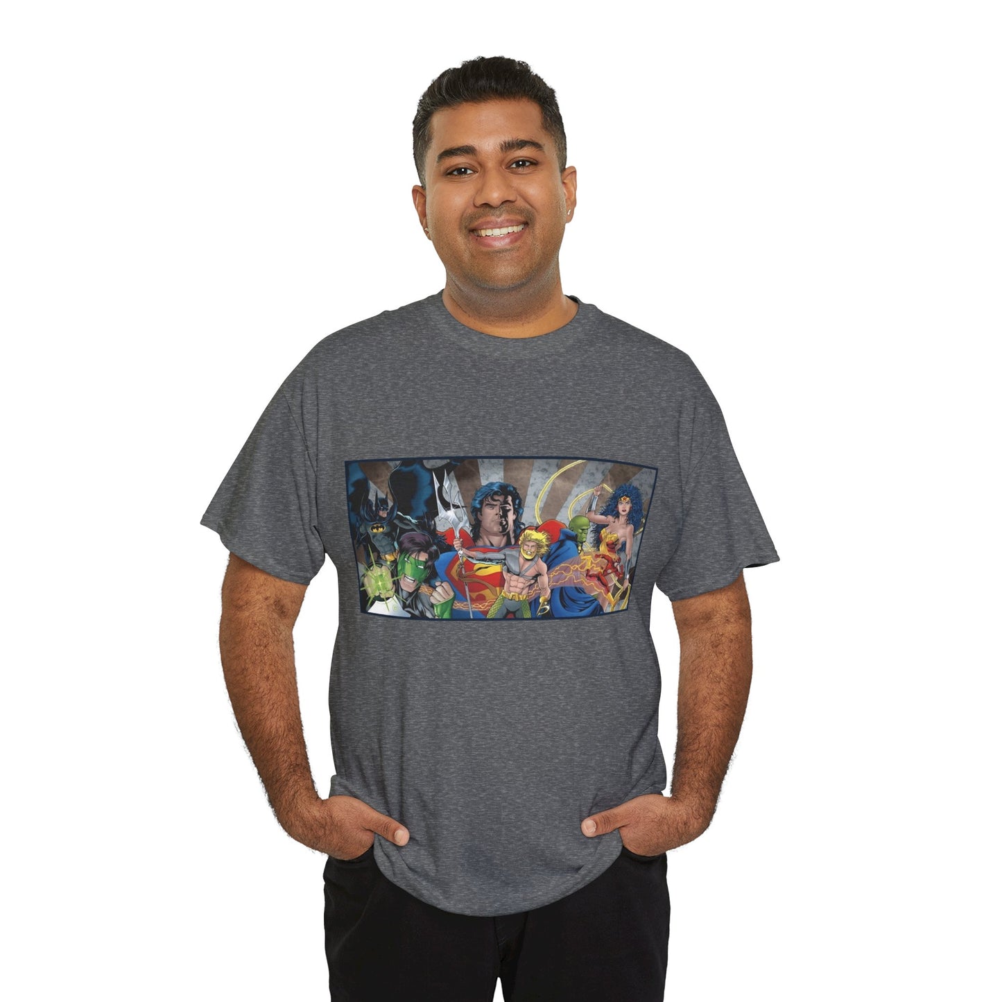 Justice League T-Shirt - Kevin Maguire Art - Superman, Wonder Woman, Flash, Aquaman, Green Lantern - DC Comics