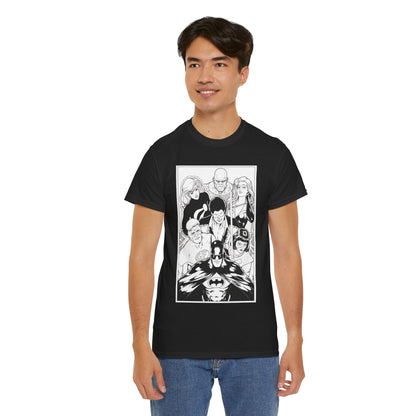 Batman & the Outsiders T-Shirt - Kevin Maguire Art - Black & White - Black Lightning, Metamorpho, Halo, Looker, Katana, Geo-Force - DC Comics
