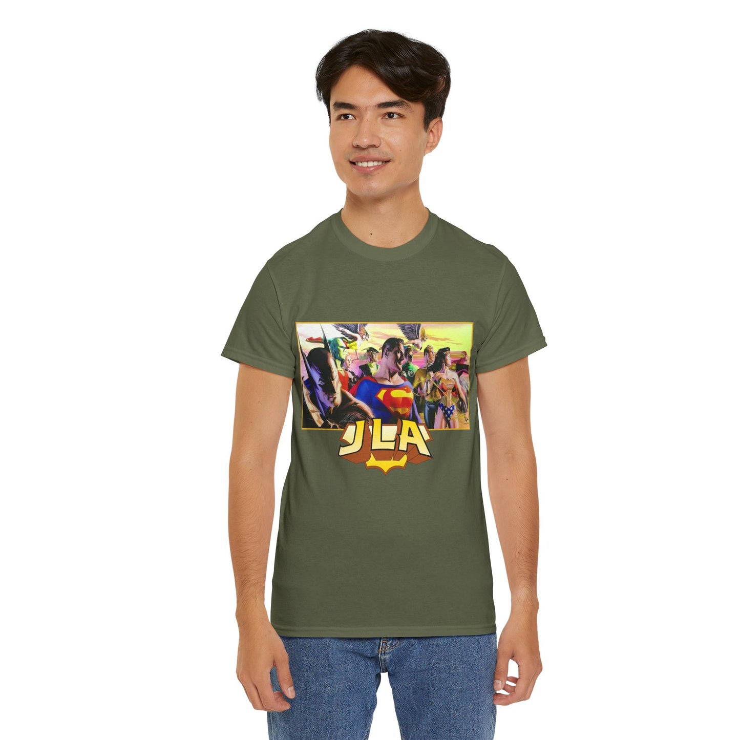 JLA T-Shirt - Alex Ross Art - Superman, Batman, Wonder Woman, Hawkman, Green Lantern, Black Canary, Flash, Martian Manhunter, Green Arrow - Justice League - DC Comics