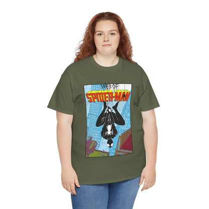 Web of Spider-Man T-Shirt - Charles Vess Art - Peter Parker, Web Slinger - Manhattan Skyline - Spidey Black Suit - Marvel Comics