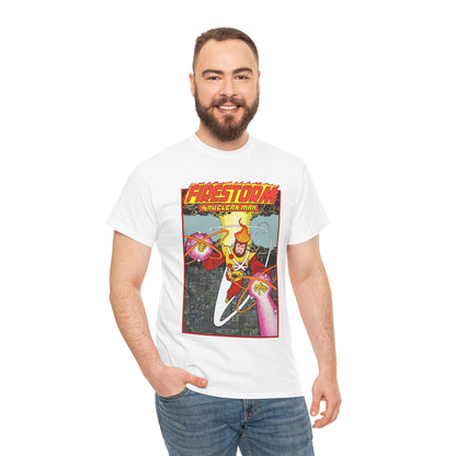 Firestorm the Nuclear Man T-Shirt - George Perez JLA Postcard Art 1980s - DC Comics - Justice League of America Member