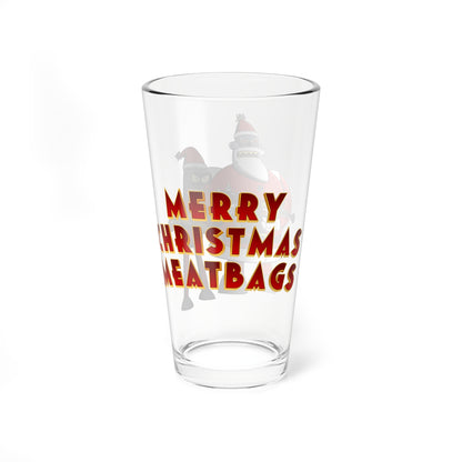 Robot Santa & Bender Futurama Christmas Pint Glass, 16oz - Festive Holiday Barware