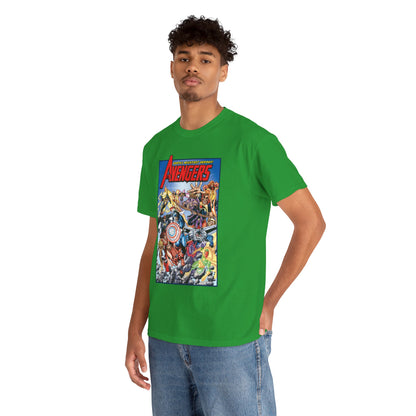Avengers & Thunderbolts T-Shirt - George Perez Art - Captain America, Iron Man, Wonder Man, Scarlet Witch, Hawkeye, Citizen V, MACH-1, Techno, Atlas, Songbird - Marvel Comics