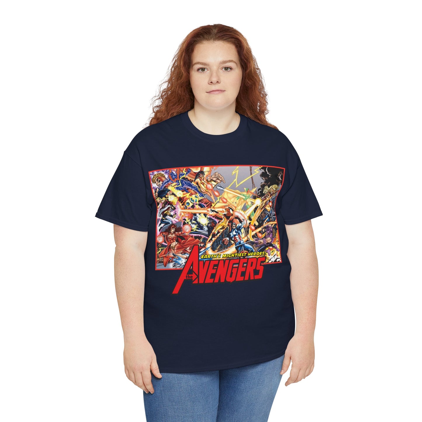 Avengers Vs Thunderbolts T-Shirt - George Perez Art - Captain America, Iron Man, Wonder Man, Scarlet Witch, Hawkeye, Citizen V, MACH-1, Techno, Atlas, Songbird - Marvel Comics