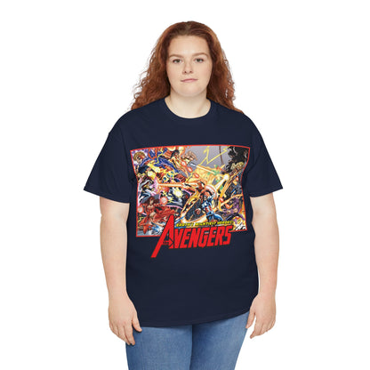 Avengers Vs Thunderbolts T-Shirt - George Perez Art - Captain America, Iron Man, Wonder Man, Scarlet Witch, Hawkeye, Citizen V, MACH-1, Techno, Atlas, Songbird - Marvel Comics