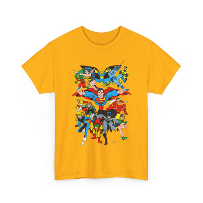 DC Legends T-Shirt - Linda Medley, Arthur Adams Art - Superman, Wonder Woman, Batman, Creeper, Black Canary, Guy Gardner, Blue Beetle, Booster Gold, Dr. Fate, Flash - DC Comics
