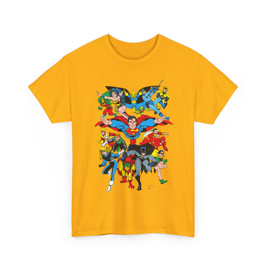 DC Legends T-Shirt - Linda Medley, Arthur Adams Art - Superman, Wonder Woman, Batman, Creeper, Black Canary, Guy Gardner, Blue Beetle, Booster Gold, Dr. Fate, Flash - DC Comics