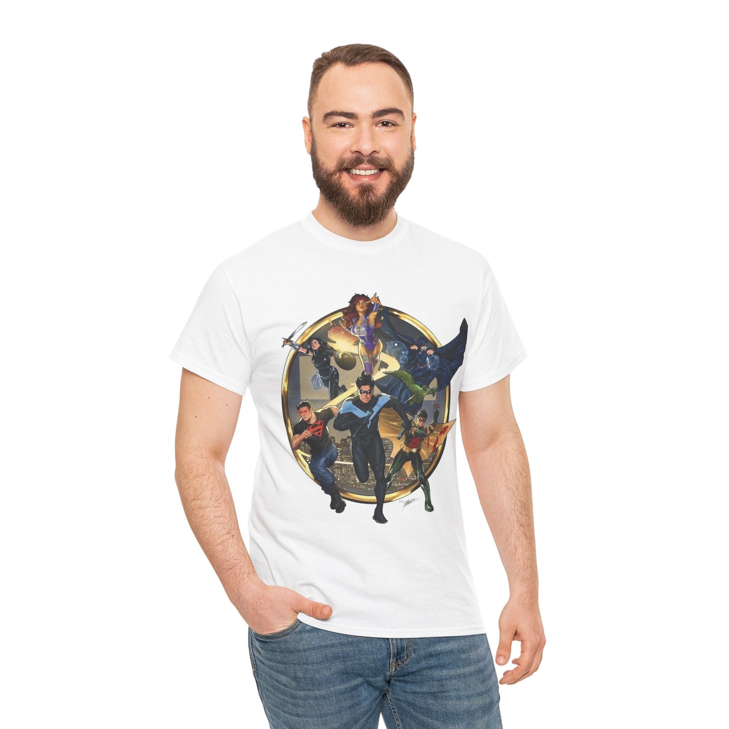 Titans T-Shirt - Taurin Clarke Art - Nightwing, Raven, Starfire, Wonder Girl, Superboy, Robin - DC Comics