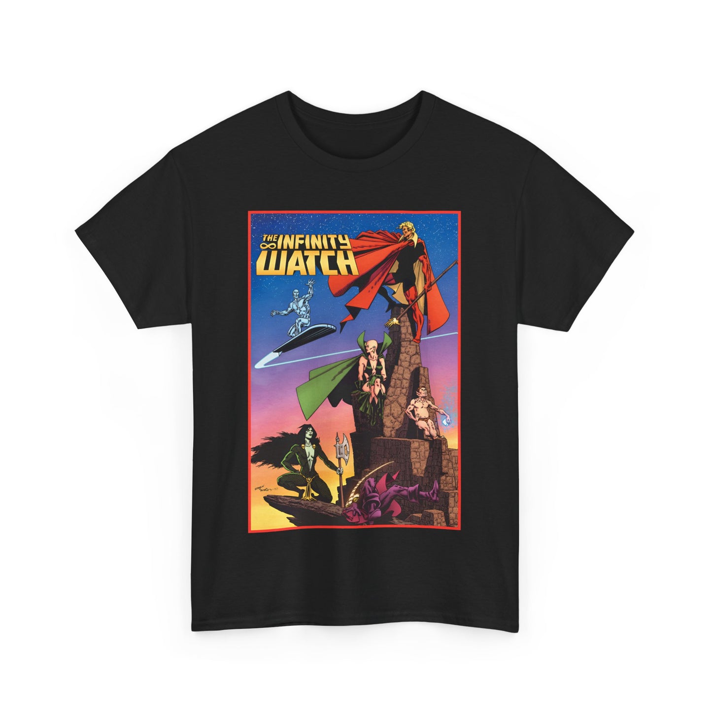 Infinity Watch T-Shirt - Jim Starlin Art - Adam Warlock, Silver Surfer, Moondragon, Pip the Troll - Marvel Comics
