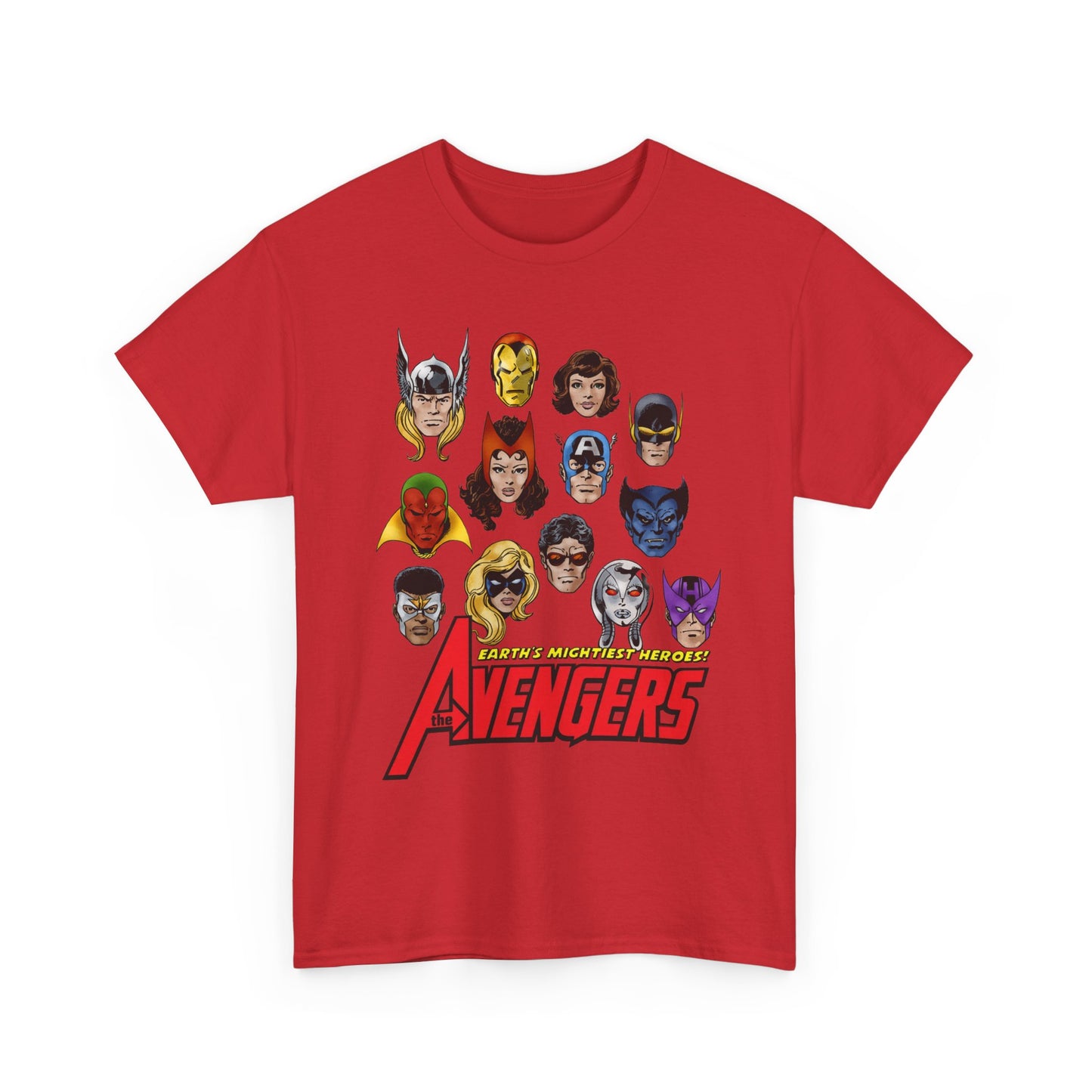 Avengers T-Shirt - John Byrne Art - Captain America, Scarlet Witch, Iron Man, Thor, Vision, Hawkeye, Wonder Man - Marvel Comics