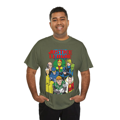 Justice League International T-Shirt - Kevin Maguire Art - JLI - DC Comics - Blue Beetle, Dr Fate, Batman, Mr Miracle, Martian Manhunter - Guy Gardner
