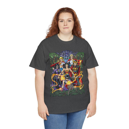 Justice League of Amazons T-Shirt - George Perez Art - Wonder Woman, Zatanna, Supergirl, Power Girl, Huntress, Big Barda - JLA - DC Comics