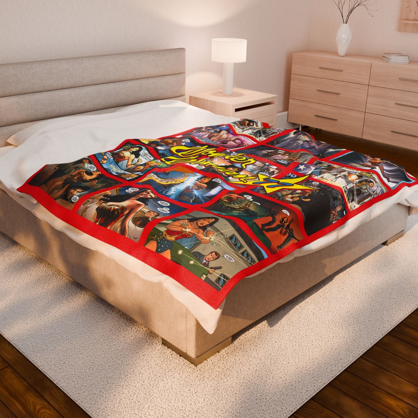 Wonder Woman '77 Velveteen Plush Blanket 60x80" - Art from the Lynda Carter Comic Book Based on the Popular TV Show - Amazon Princess - DC Comics