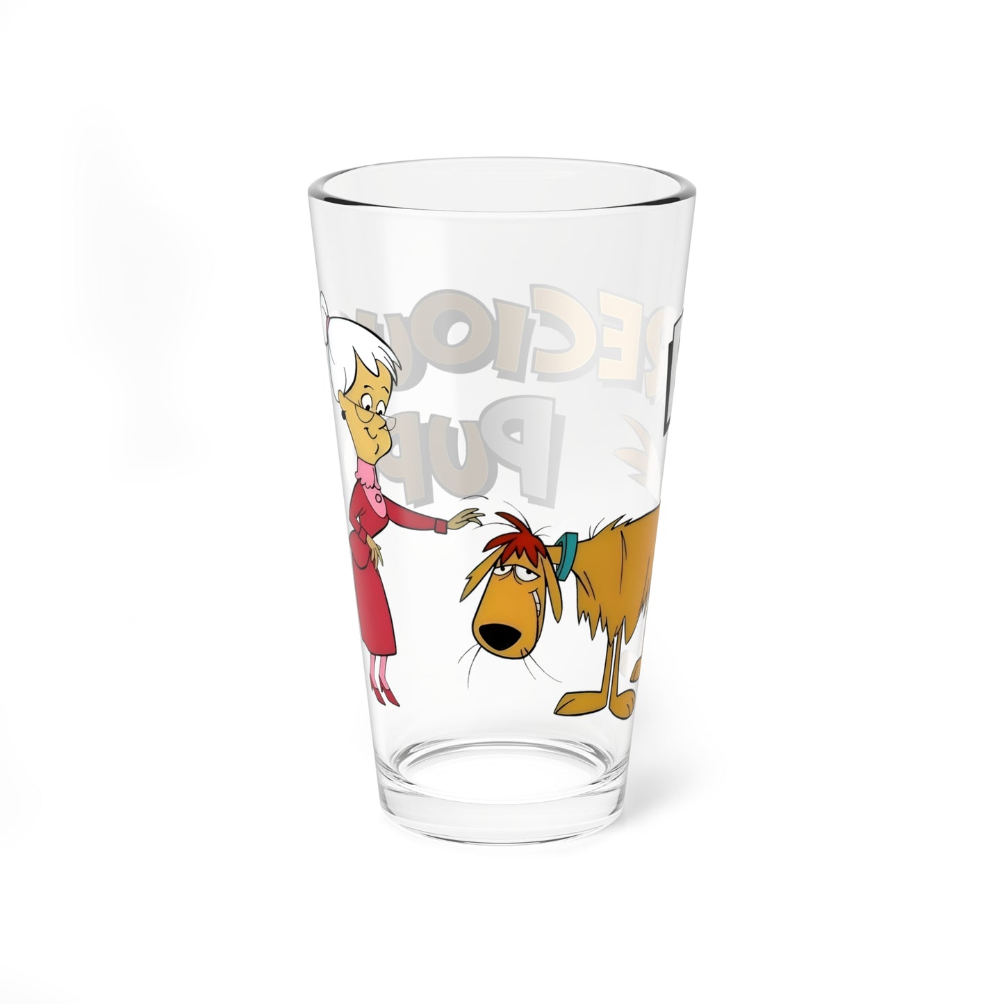 Precious Pupp & Granny Sweet Pint Glass, 16oz - Beloved Hanna-Barbera Cartoon - 1960s