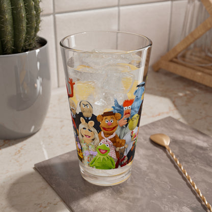 The Muppet Show Pint Glass 16oz Jim Henson Cartoon Kermit Miss Piggy Fozzie Gonzo Animal Beaker Retro 70s Variety TV Show Vintage Fan Gift