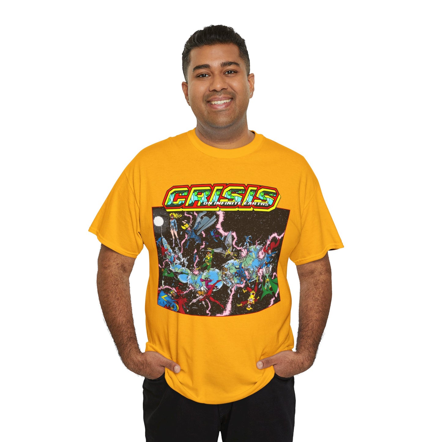 Crisis on Infinite Earths T-Shirt - George Perez Art - #1 Cover, First Issue - Harbinger, Pariah, Obsidian, Firestorm - DC Comics