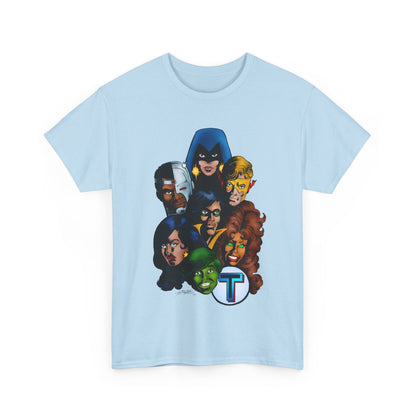 New Teen Titans T-Shirt - George Perez Art - Robin, Wonder Girl, Cyborg, Raven, Starfire, Kid Flash - DC Comics