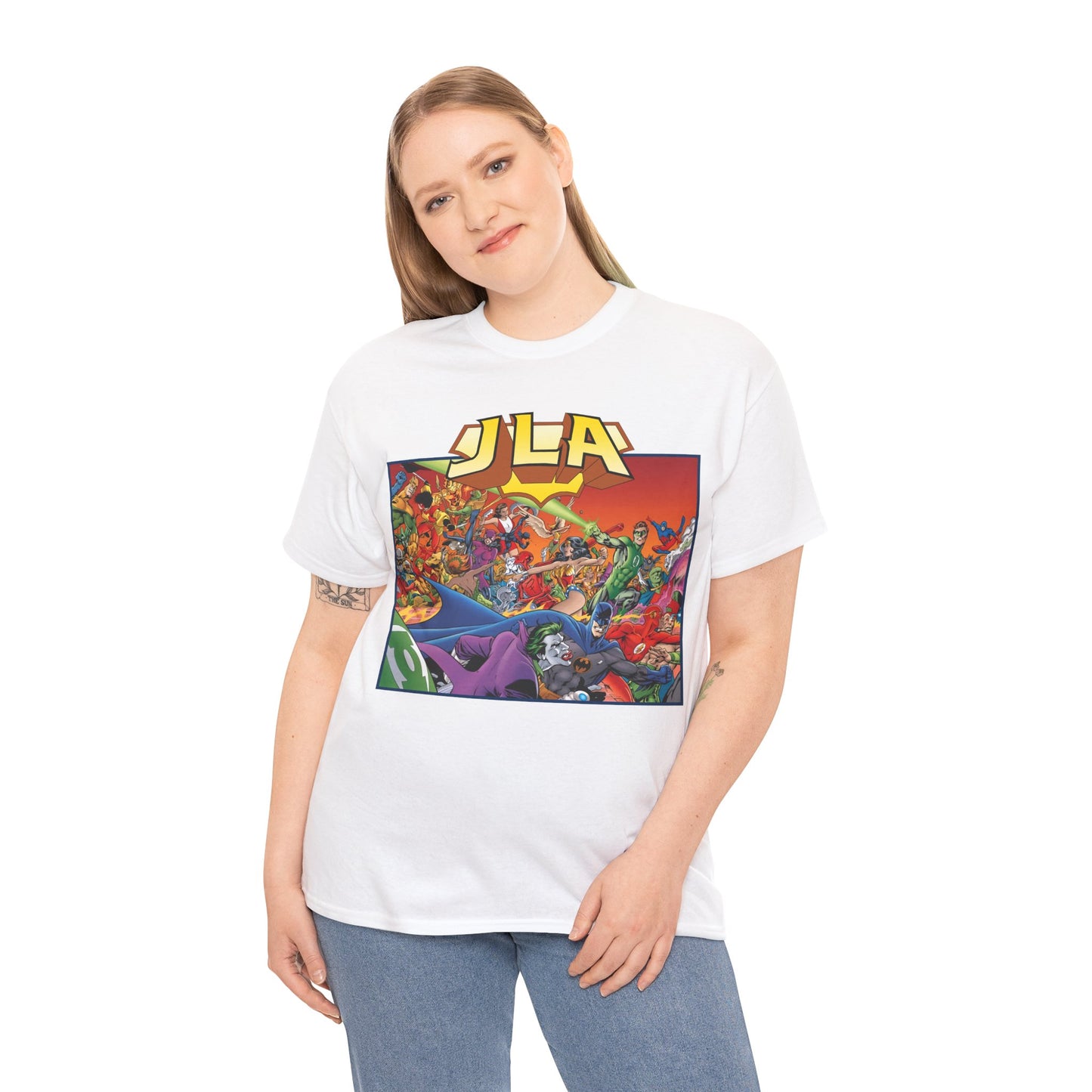 JLA: The Nail T-Shirt - Alan Davis Art - Green Lantern, Batman, Wonder Woman, Flash - DC Comics