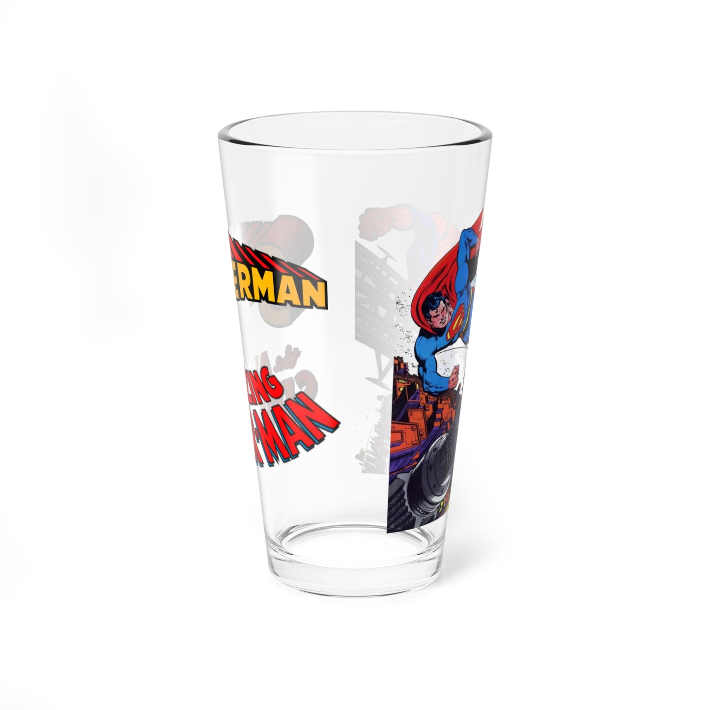 Superman & Amazing Spider-Man Pint Glass, 16oz - DC Comics & Marvel Comics Crossover - Classic 1970s Story