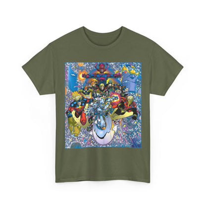 Marvel Cosmic Heroes T-Shirt - Silver Surfer, Captain Marvel, Adam Warlock, Quasar, Nova, Galactus, Jack of Hearts, Moondragon, Thanos