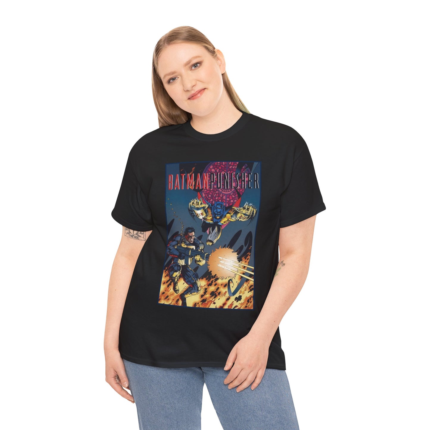 Batman/Punisher T-Shirt - Barry Kitson Art - Lake of Fire, AzBats - DC Comics/Marvel Comics