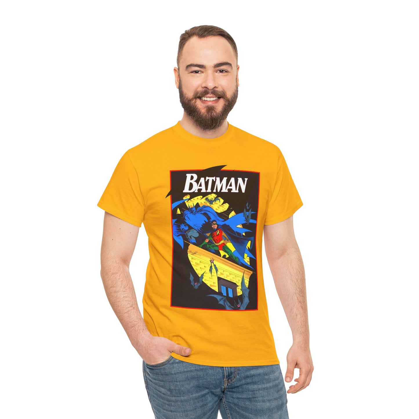 Batman & Robin T-Shirt - Norm Breyfogle Art - Surrounded by Bats in Gotham City - DC Comics