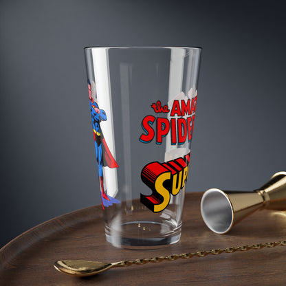 Amazing Spider-Man & Superman Pint Glass, 16oz - DC & Marvel Comics Crossover - 1970s Retro Art