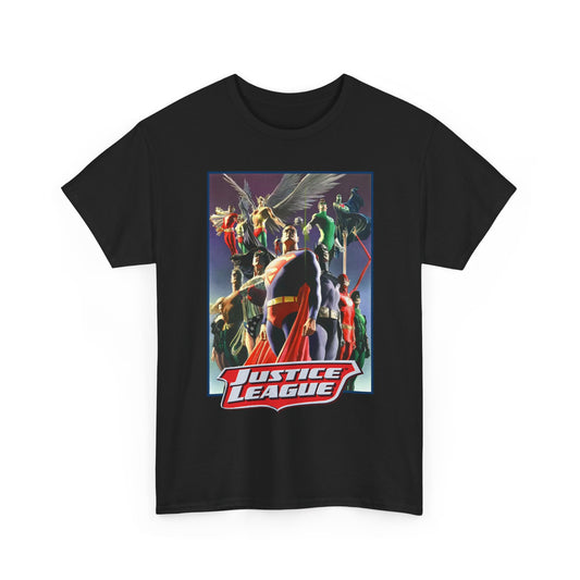 Justice League T-Shirt - Alex Ross Art - Superman, Wonder Woman, Black Canary, Hawkman, Flash, Aquaman, Atom - DC Comics