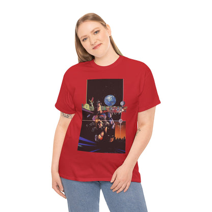 Crisis on Infinite Earths T-Shirt - George Perez Art - Superman, Batman, Wonder Woman, Captain Marvel, Blue Beetle, Kid Flash - Retro 1980s - DC Comics