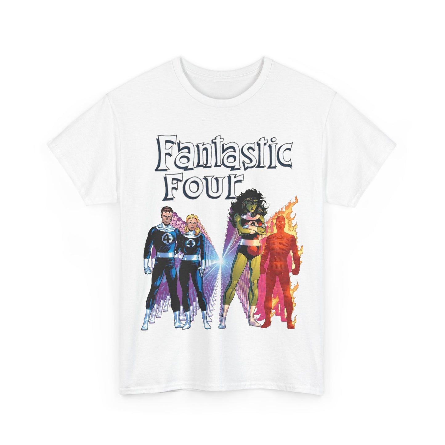 Fantastic Four T-Shirt - John Byrne Art - She-Hulk, Reed Richards, Human Torch, Invisible Woman - Marvel Comics