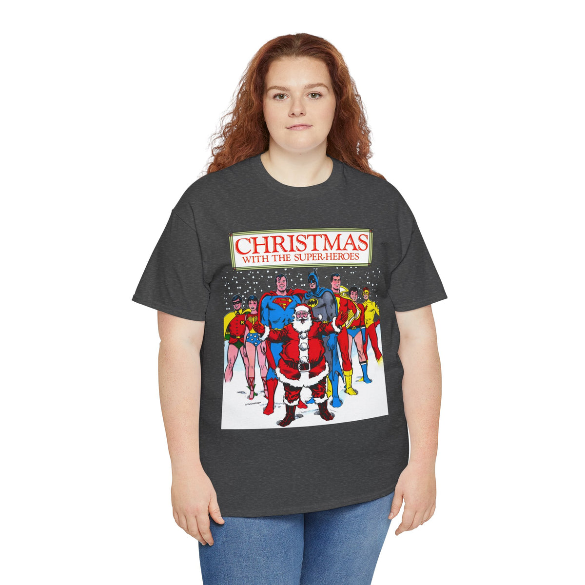 Christmas with the Superheroes T-Shirt - Nick Cardy Art - Superman Batman Captain Marvel Teen Titans Retro Festive Holiday Tee - DC Comics