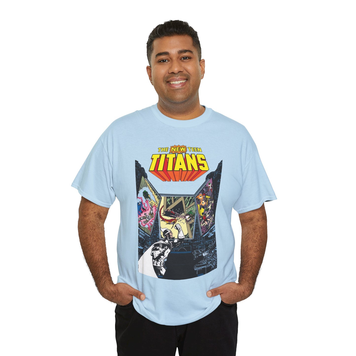 New Teen Titans T-Shirt - George Perez Art - Dr. Light, Titans Tower - DC Comics